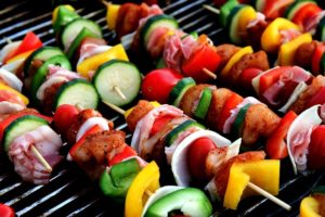 grilled veggie and meat skewers for customizable meals