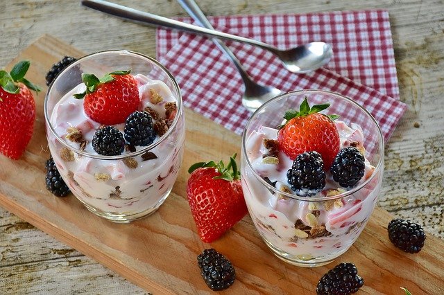 yogurt parfait with nuts and berries